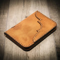 Western Vertical Wallet by Bull Sheath Leather — full-grain leather with western tooling