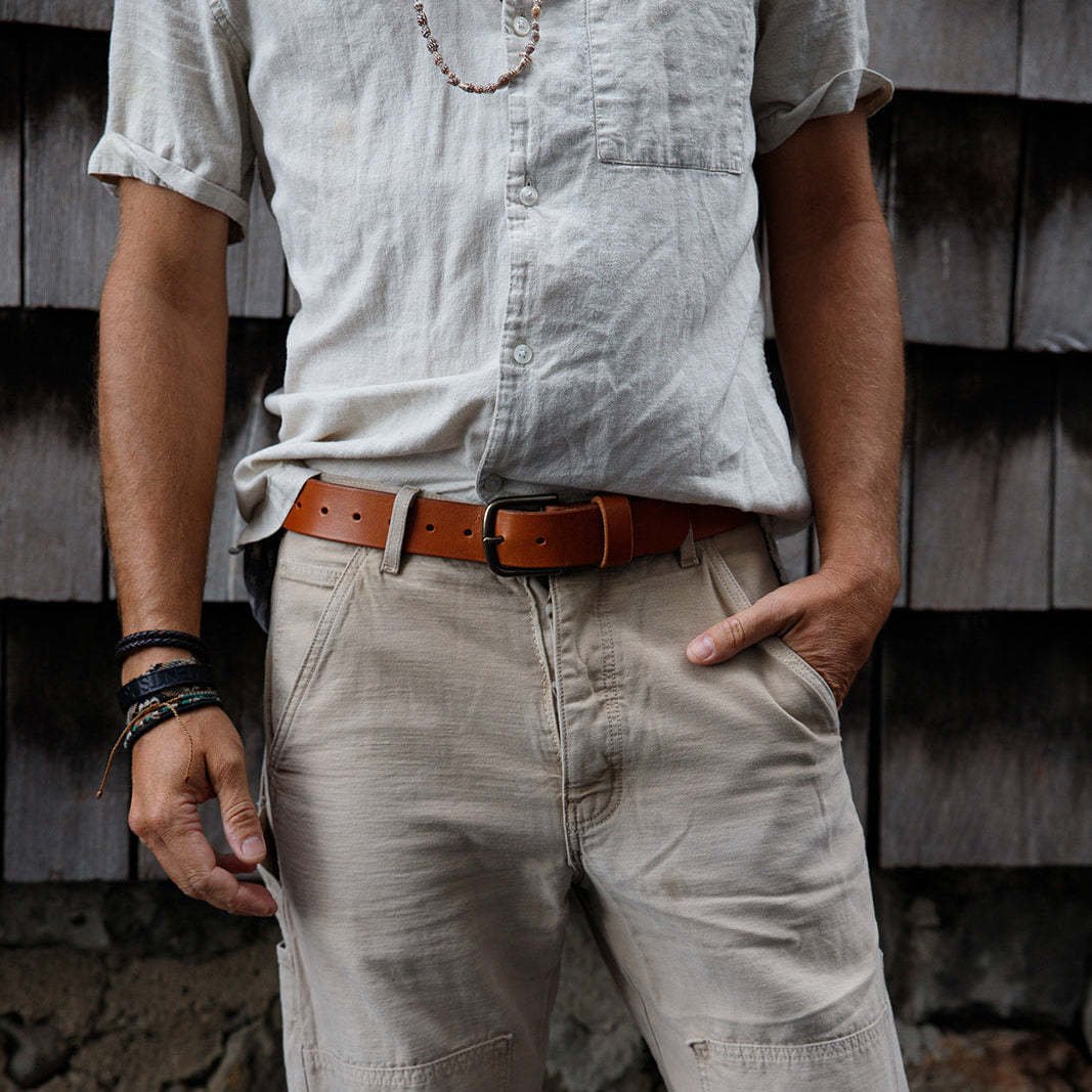 Leather Workman Belt by The Local Branch — 1 1/2" top grain leather, antique brass buckle (3)