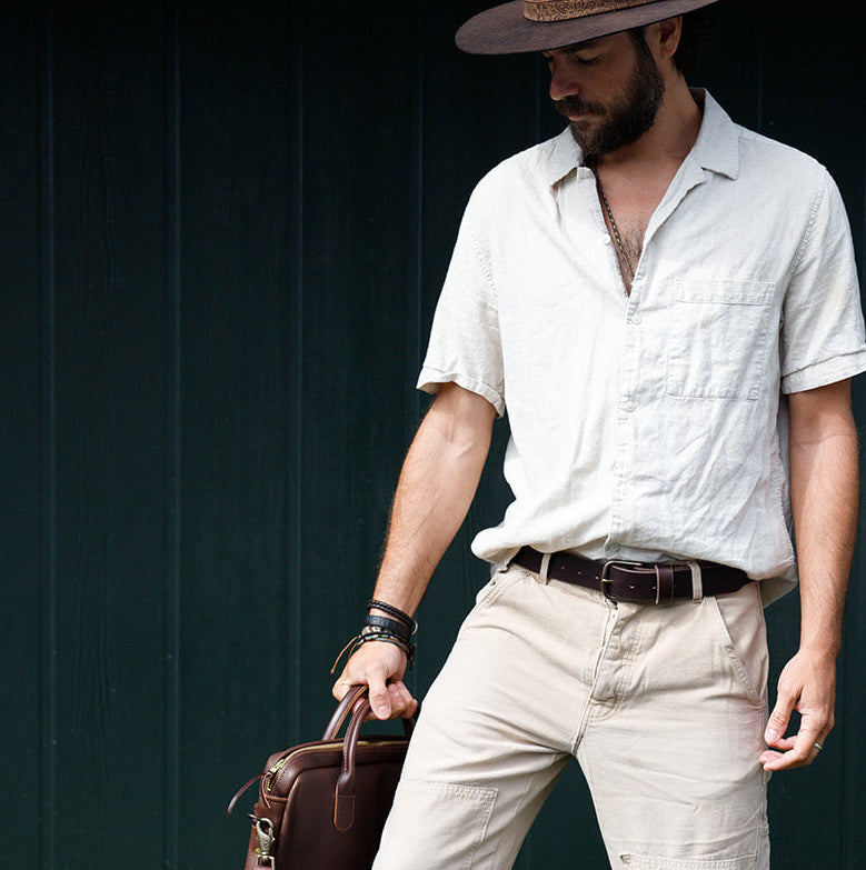 Leather Workman Belt by The Local Branch — 1 1/2" top grain leather, antique brass buckle (6)
