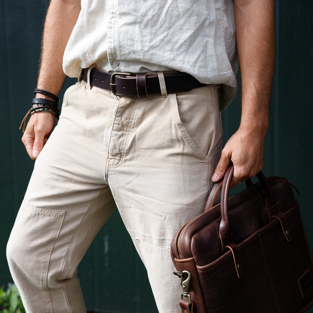 Leather Workman Belt by The Local Branch — 1 1/2" top grain leather, antique brass buckle (7)