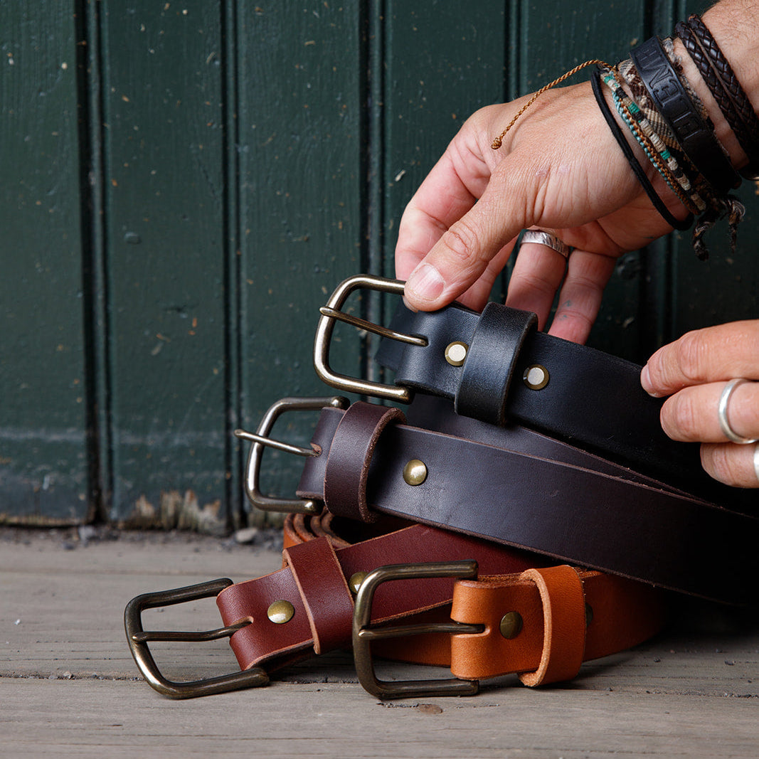 Leather Workman Belt by The Local Branch — 1 1/2" top grain leather, antique brass buckle (2)