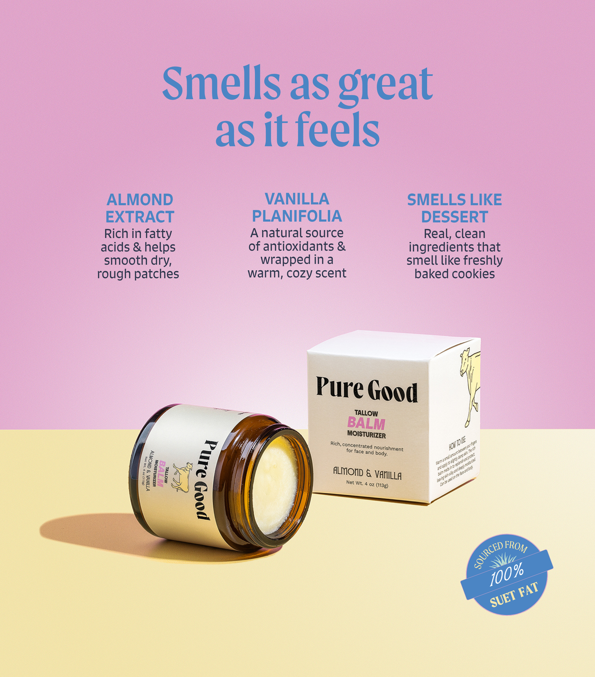 Almond & Vanilla Tallow Balm by Pure Good LLC — small-batch balm