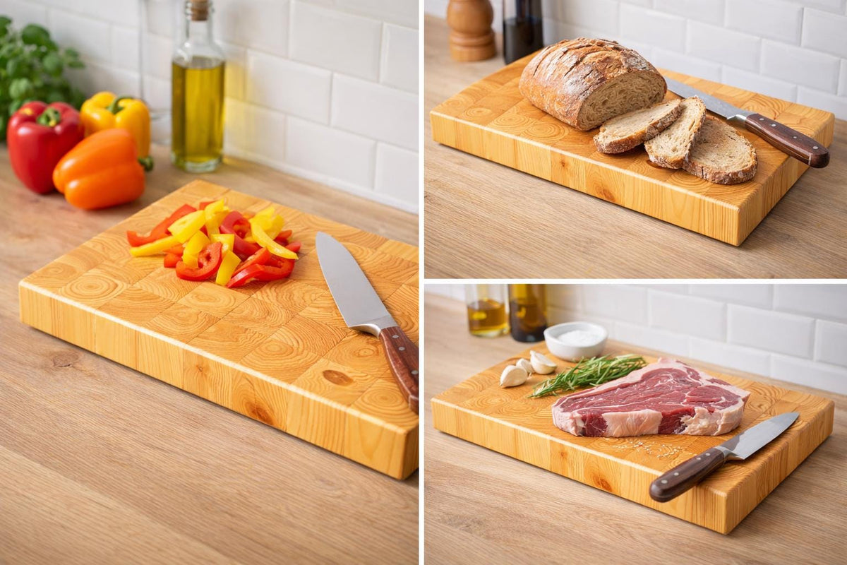 Southern Yellow Pine end-grain butcher block by Harzo — checker pattern, 1 3/4" thick (8)