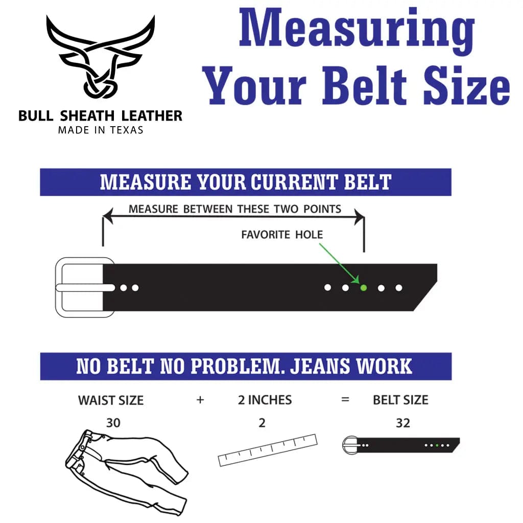 Men's black leather belt by Bull Sheath Leather — 1.5" oak bark tanned full-grain leather, solid brass buckle (3)
